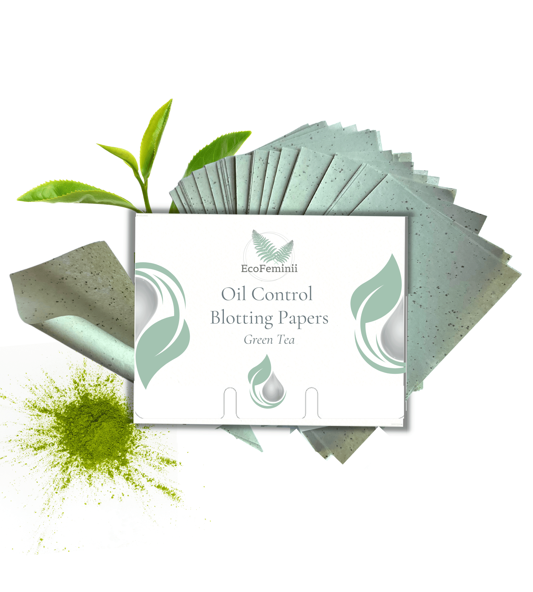 Green tea oil control blotting papers - GENTLE, YET ABSORBENT - With the added benefit of antioxidants and anti-inflammatory properties, our green tea-infused pure hemp &amp; softwood pulp papers are soft and kind to sensitive skin. Perfect for acne-prone complexions.