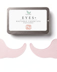Reusable under-eye patches packaging with visible brand logo on a white background