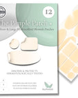 Pimple patch packaging with patches on a white background