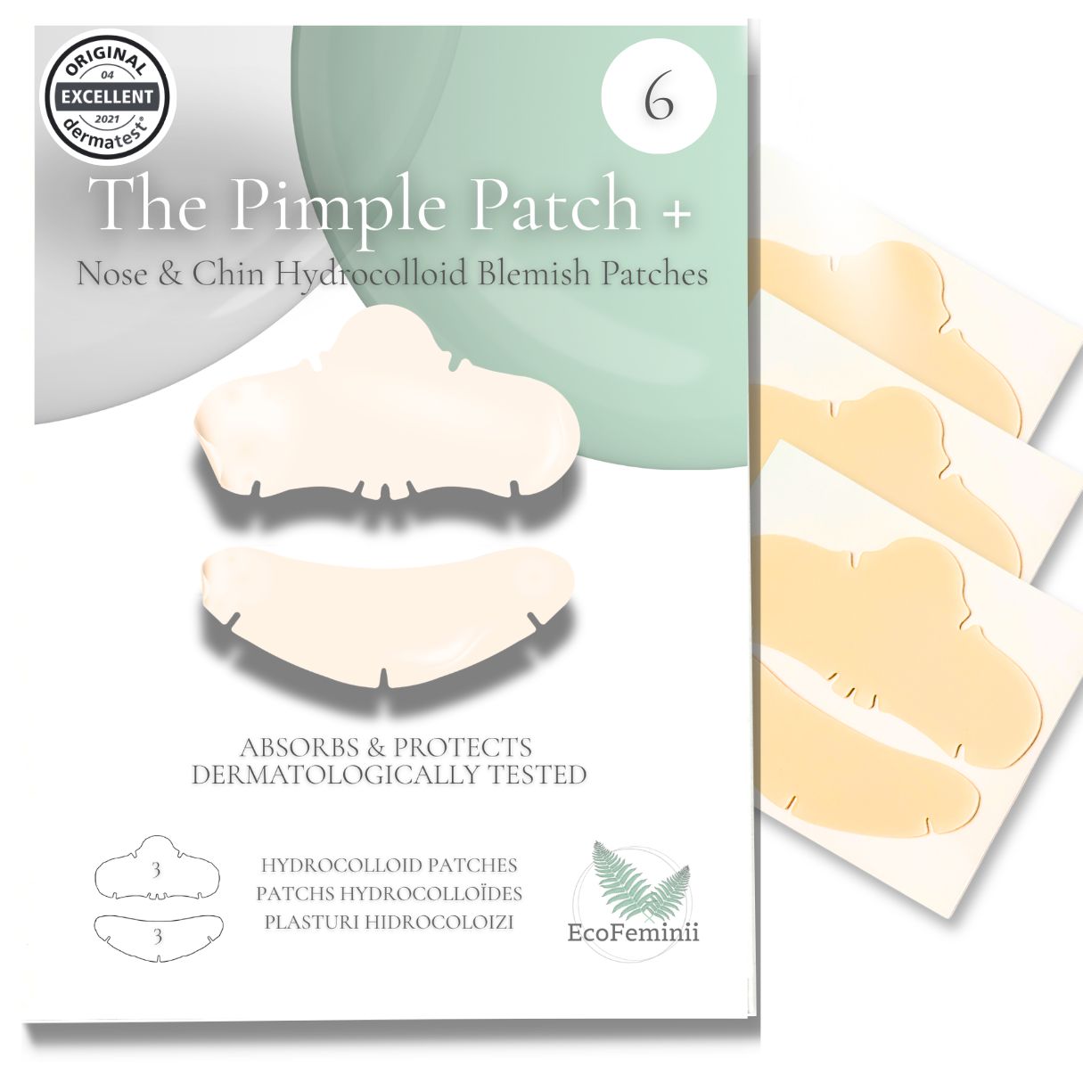 Pimple patches packaging with visible patches on a white background