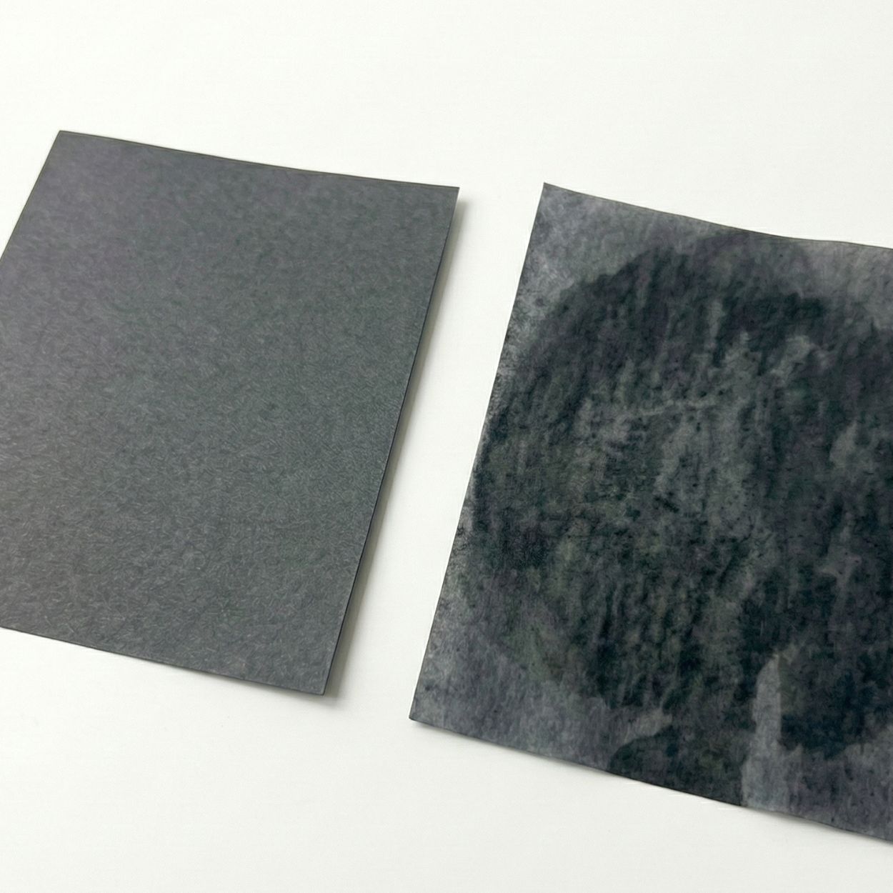 before and after oil absorption from oil control blotting papers on a white background