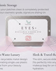 EcoFeminin Eyes+ reusable under-eye patches packaging with promotional text on a light gray background