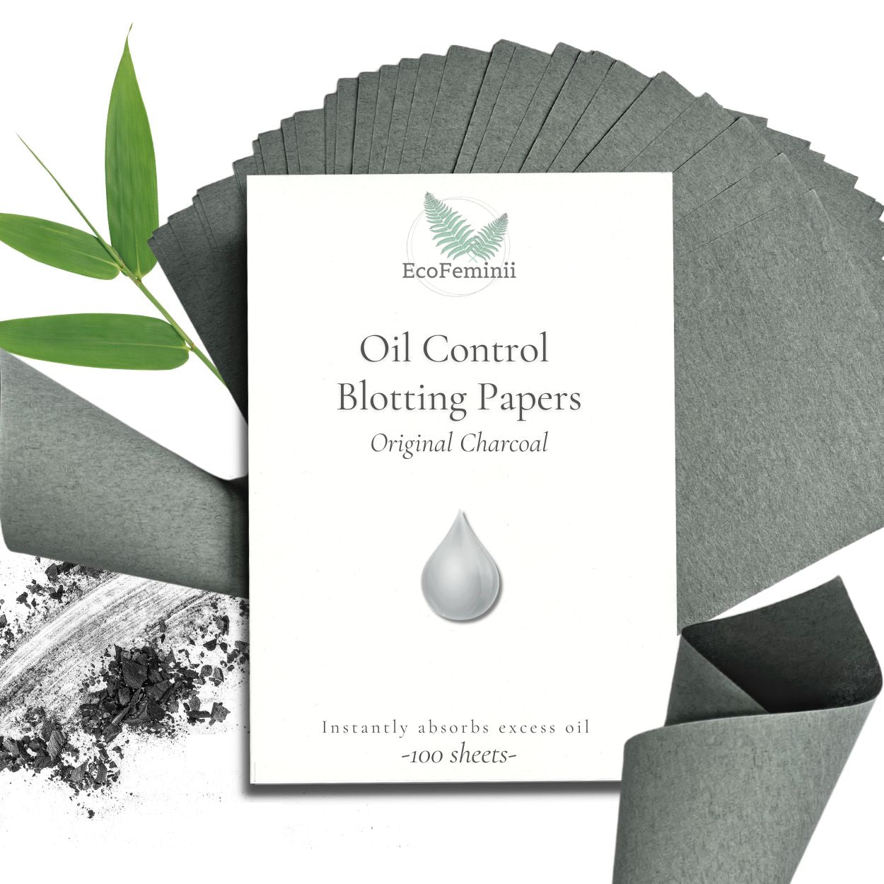 Oil control blotting papers with packaging on a white background