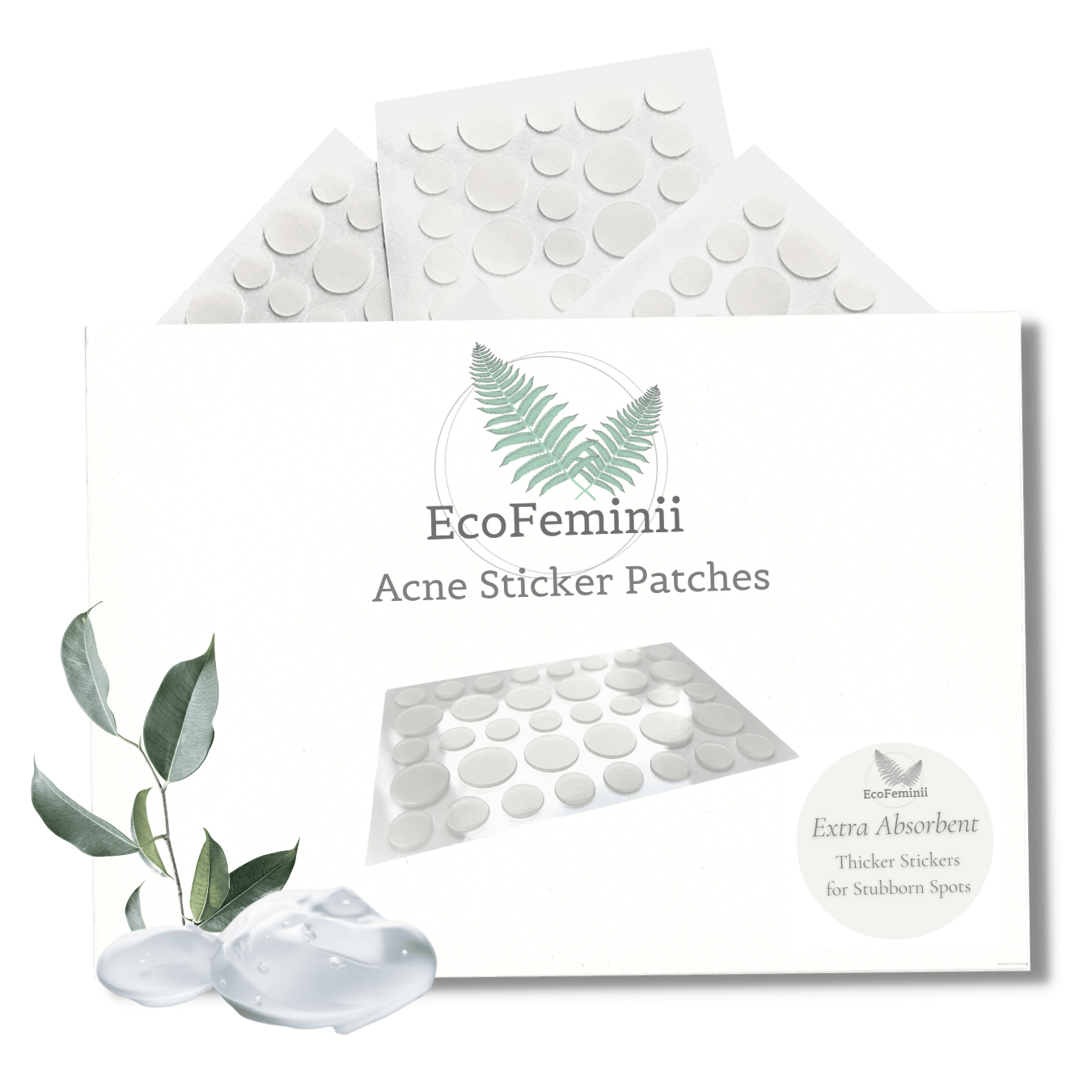  EcoFeminii Extra Absorbent Targeted Spot &amp; Blemish Repair Acne Sticker Patches-108 Count/3 Sheets-Absorbing Hydrocolloid Dots-Effective on Oily &amp; Combination Skin-Transparent Remedy for Pimples -Eco-Friendlier