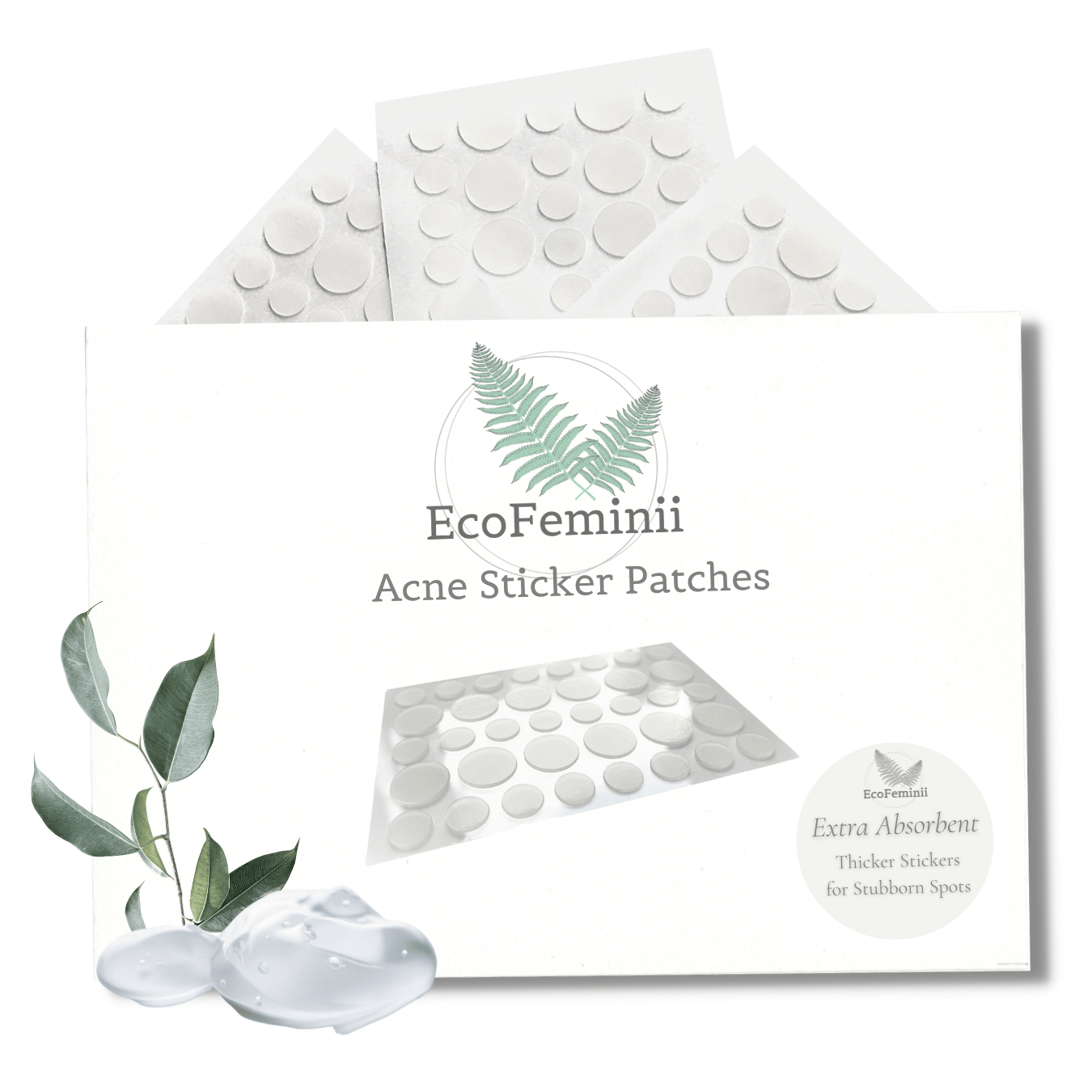  EcoFeminii Extra Absorbent Targeted Spot & Blemish Repair Acne Sticker Patches-108 Count/3 Sheets-Absorbing Hydrocolloid Dots-Effective on Oily & Combination Skin-Transparent Remedy for Pimples -Eco-Friendlier